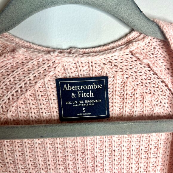 Abercrombie & Fitch Powder Pink Chunky Open Knit Chunky Cardigan Sweater Sz S - Picture 3 of 6